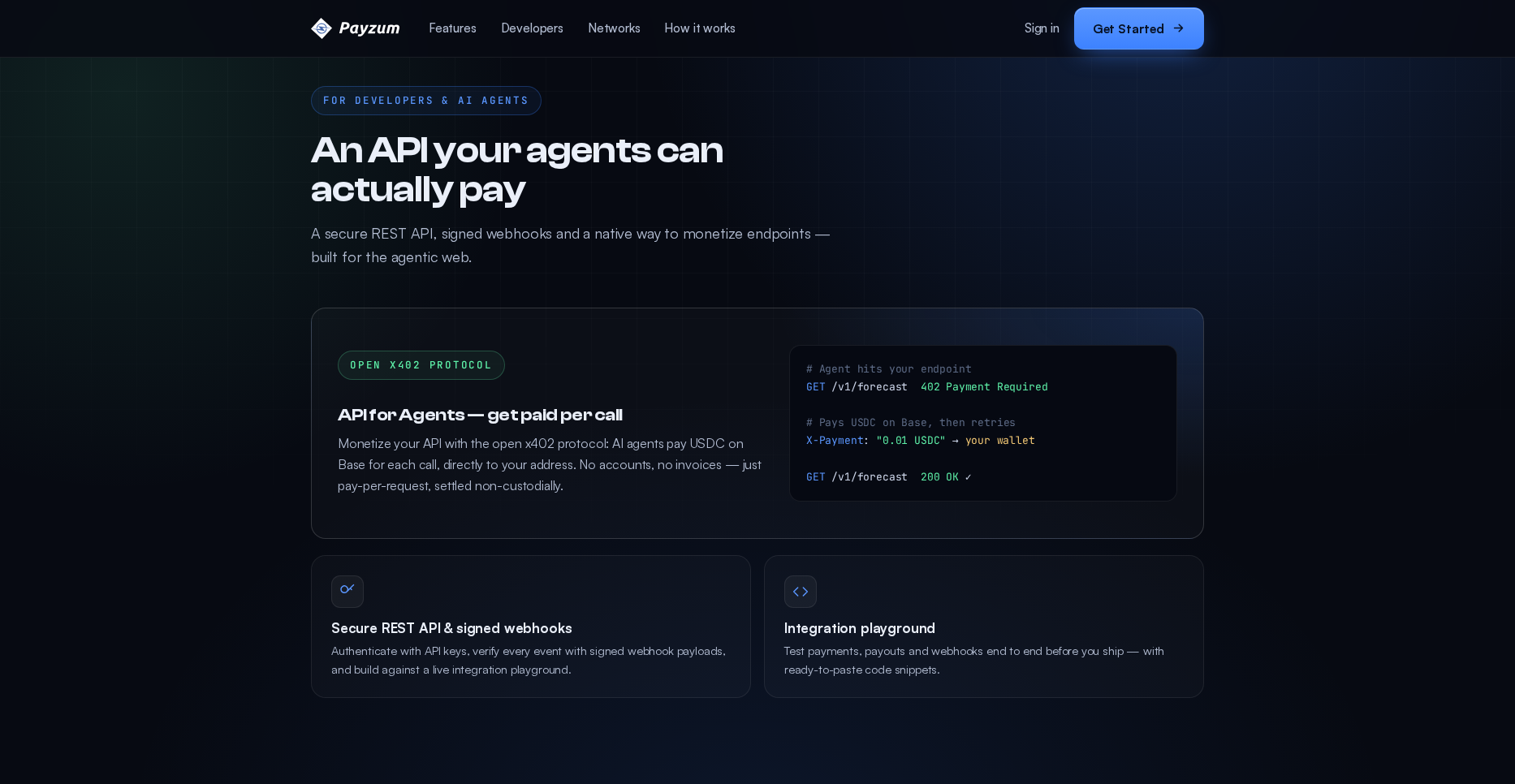 An API your agents can actually pay