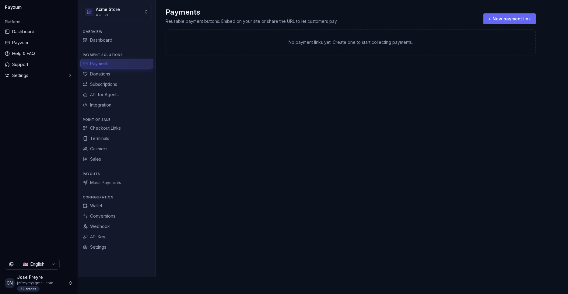 Payments dashboard