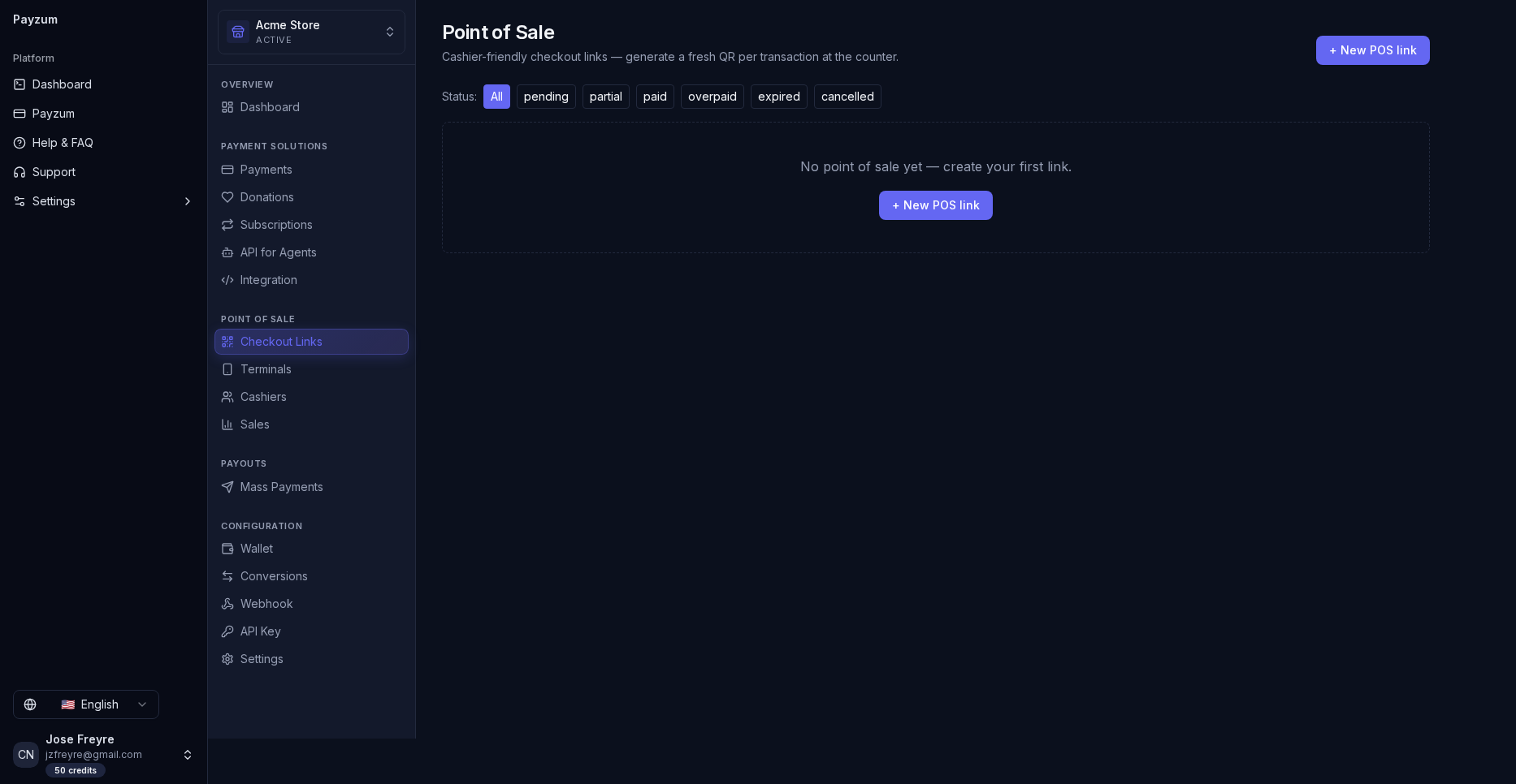 Point of Sale — checkout links